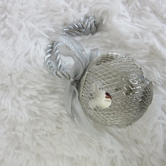 Disney Ornament Mickey Mouse Silver Metal Wire Mesh Christmas Holiday Vintage - Picture 3 of 6